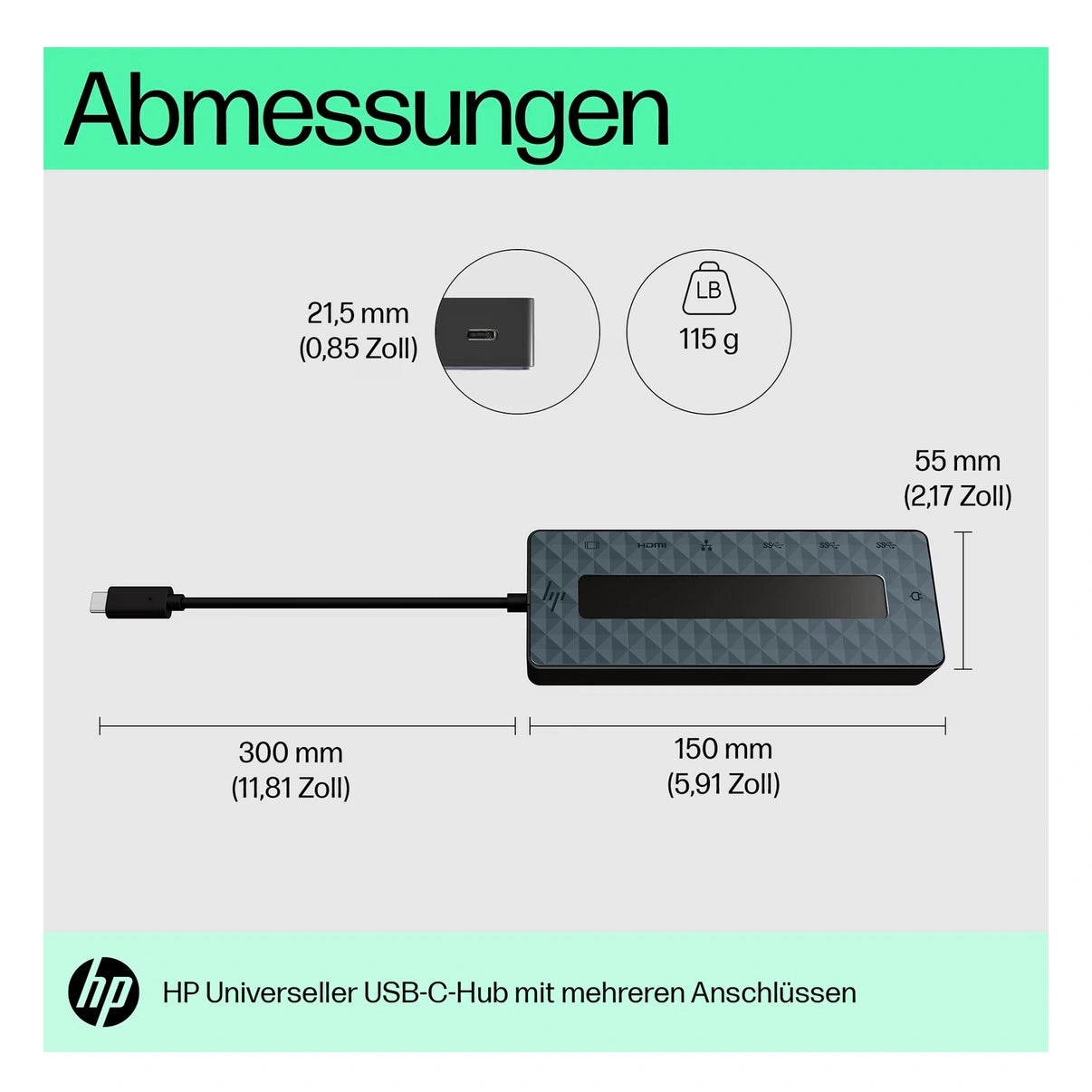 HP Universal USB-C Multiport Hub 50H55UT USB-C Multiport Adapter Schweiz