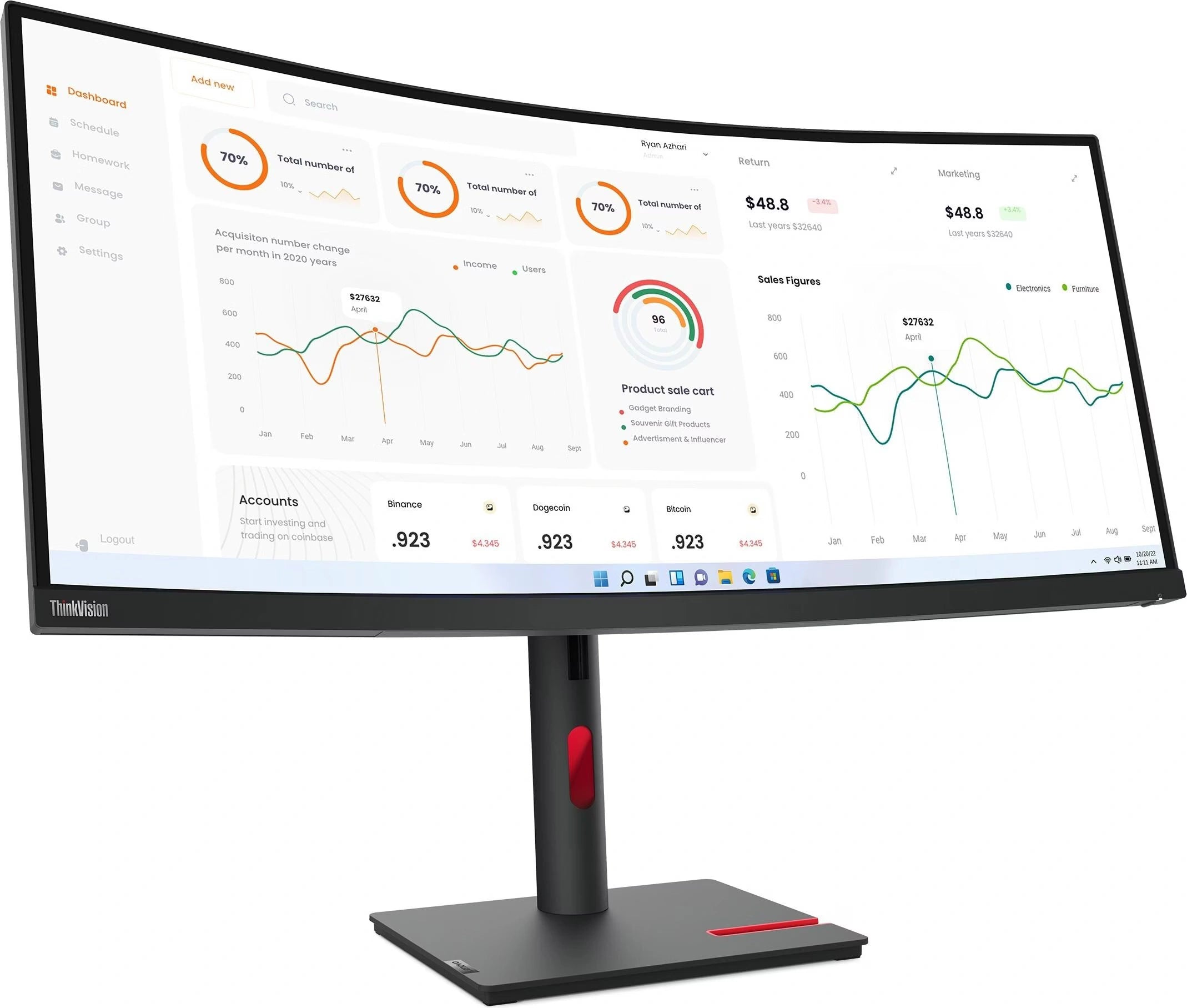 Lenovo ThinkVision T34w-30 34 Zoll Curved WQHD USB-C Business Monitor Schweiz